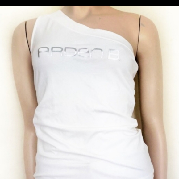 Arden B Logo One shoulder stretch top, white, never worn - Picture 3 of 3